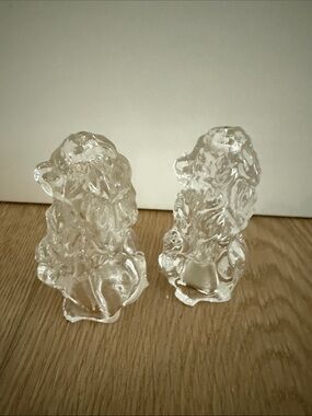 Vintage Lead Crystal Gorham Lion Salt and Pepper Shakers 3” tall